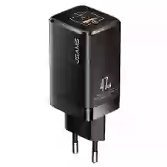 Мережевий зарядний пристрій Usams US-CC137 T41 GaN 47W PD/QC USB-C | USB-A Black (CC137TC01)