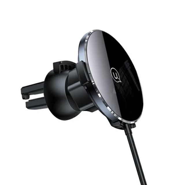 Автодержатель с функцией беспроводной зарядки Usams CD164 15W 2-in-1 Ultra-Slim Magnetic Car Wireless Charger Black (CD164DZ01)