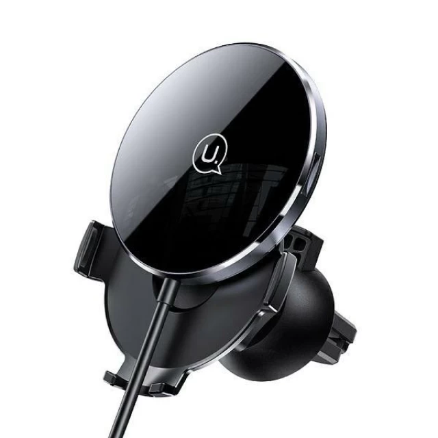 Автодержатель с функцией беспроводной зарядки Usams CD164 15W 2-in-1 Ultra-Slim Magnetic Car Wireless Charger Black (CD164DZ01)