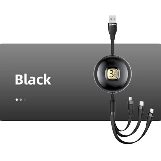 Кабель Usams US-SJ508 U69 3-in-1 USB-A to USB-C/Lightning/Micro-USB 1m Black (SJ508USB01)