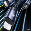 Кабель Usams US-SJ511 U71 FC 3-in-1 USB-A/USB-C to USB-C/Lightning/Micro-USB 6A 1.2m Black (SJ511USB01)