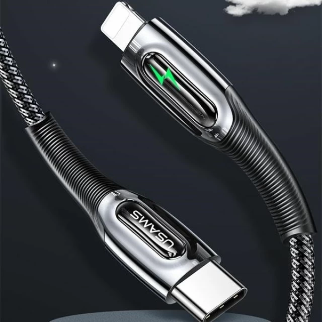 Кабель Usams US-SJ518 Smart Power-off PD USB-C to Lightning 20W 1.2m Dark Green (SJ518USB02)