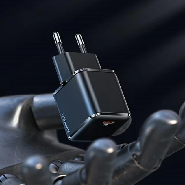 Сетевое зарядное устройство Usams US-CC148 T45 mini PD 30W USB-C Black (CC148TC01)