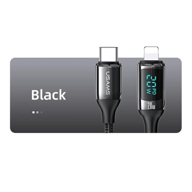 Кабель Usams US-SJ545 U78 LED PD | FC USB-C to Lightning 20W 1.2m Black (SJ545USB01)