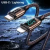 Кабель Usams US-SJ545 U78 LED PD | FC USB-C to Lightning 20W 1.2m Silver/Black (SJ545USB02)