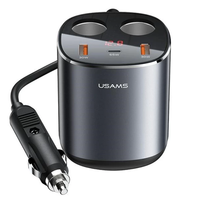 Автомобильное зарядное устройство Usams CC151 C28 245W 2xUSB-A/1xUSB-C Gray (CC151TC01)