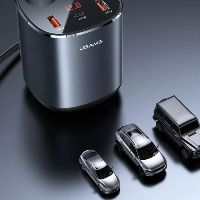 Автомобильное зарядное устройство Usams CC151 C28 245W 2xUSB-A/1xUSB-C Gray (CC151TC01)