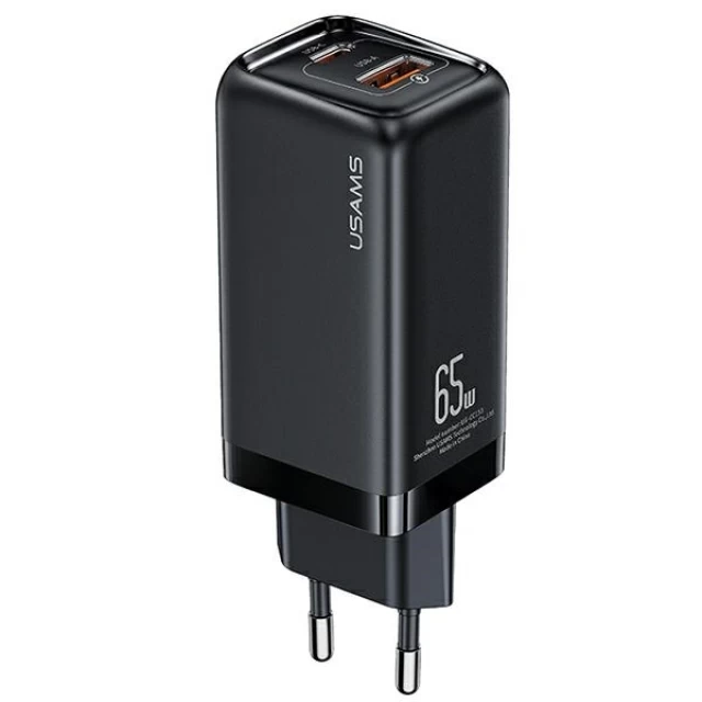Мережевий зарядний пристрій Usams US-CC153 T47 PD/QC 65W USB-C | USB-A Black (CC153TC01)