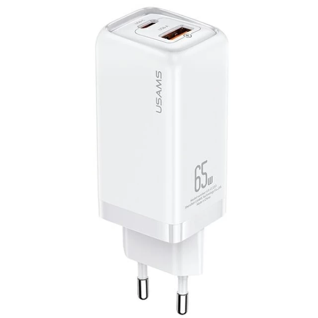Мережевий зарядний пристрій Usams US-CC153 T47 PD/QC 65W USB-C | USB-A White (CC153TC02)