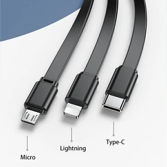 Гибридное зарядное устройство Usams PB63 Powerbank 3in1 20W 10000mAh QC3.0 US | EU with USB-C | Lightning | MicroUSB Cable Black (10KCD17201)