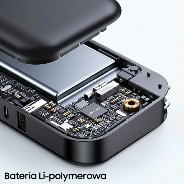 Гібридний зарядний пристрій Usams PB63 Powerbank 3in1 20W 10000mAh QC3.0 US | EU with USB-C | Lightning | MicroUSB Cable Black (10KCD17201)