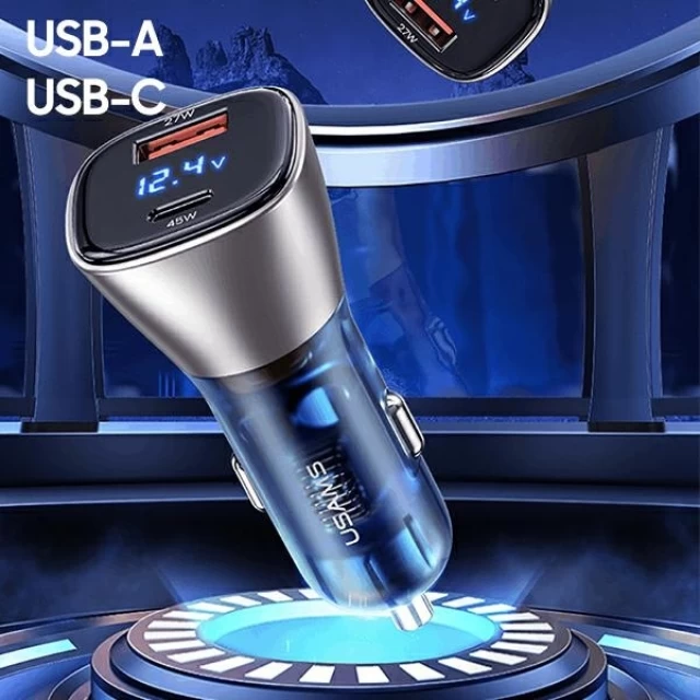 Автомобільний зарядний пристрій Usams US-CC155 C29 QC 72W USB-A | USB-C Light Gold (CC155CC01)