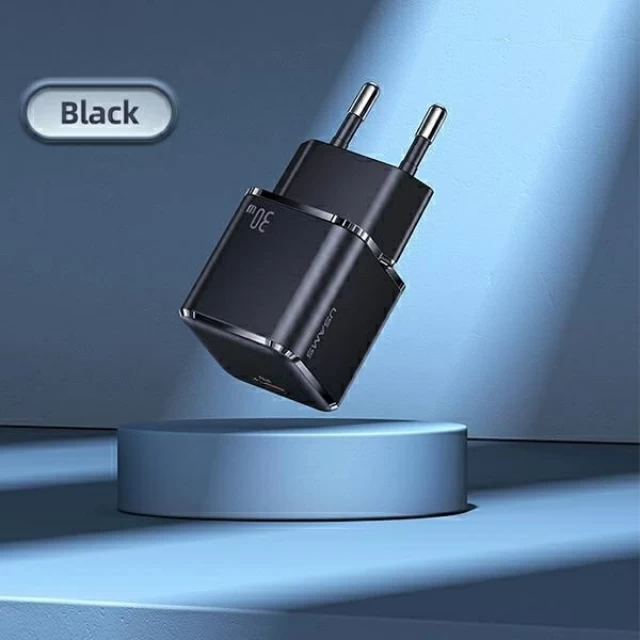 Мережевий зарядний пристрій Usams UX Series T45 PD 30W USB-C Black with USB-C to Lightning Cable (UXTZH01)