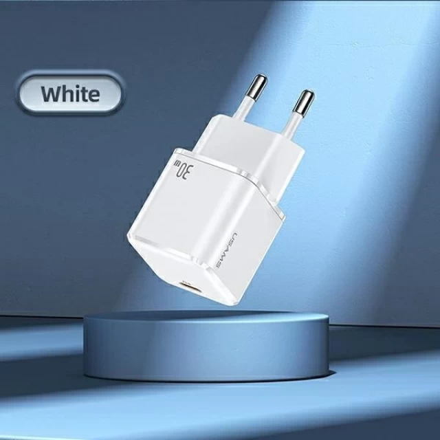 Сетевое зарядное устройство Usams UX Series T45 PD 30W USB-C White with USB-C to Lightning Cable (UXTZH02)