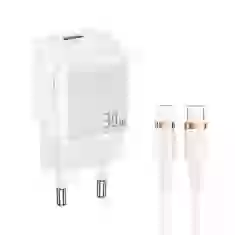 Мережевий зарядний пристрій Usams UX Series T45 PD 30W USB-C White with USB-C to Lightning Cable (UXTZH02)