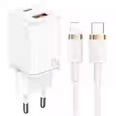 Сетевое зарядное устройство Usams T43 PD/QC 33W USB-C | USB-A White with USB-C to Lightning Cable (USKTZ02)