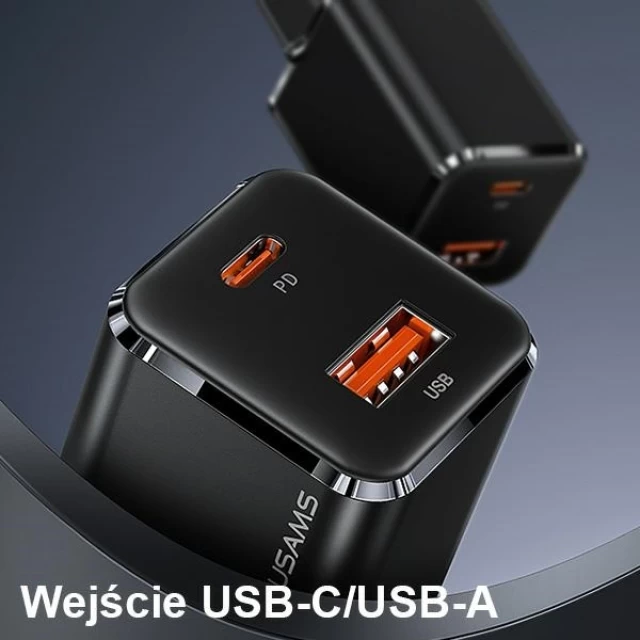 Мережевий зарядний пристрій Usams T43 PD/QC 33W USB-C | USB-A White with USB-C to Lightning Cable (USKTZ02)