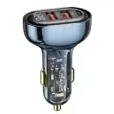 Автомобильное зарядное устройство Usams US-CC158 PD/QC 125W 2xUSB-A | USB-C Transparent Blue (CC158CC02)