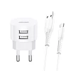 Сетевое зарядное устройство Usams T20 2.1A 2xUSB-A White with USB-A to USB-C Cable (XTXLOGT18TC05)