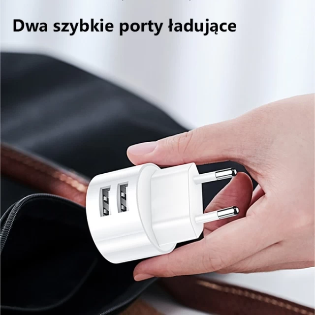 Мережевий зарядний пристрій Usams T20 2.1A 2xUSB-A White with USB-A to USB-C Cable (XTXLOGT18TC05)