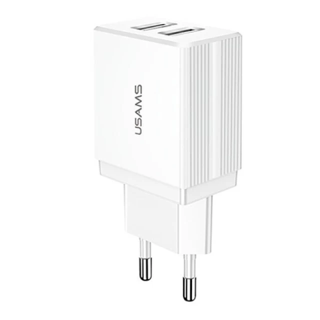 Мережевий зарядний пристрій Usams US-CC090 T24 2.1A 2xUSB-A White (CC90TC01)