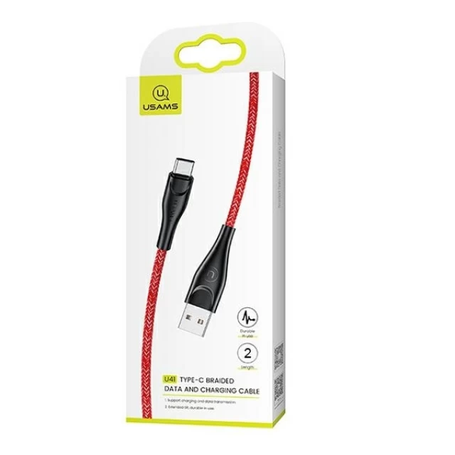 Кабель Usams US-SJ395 U41 FC USB-A to USB-C 2A 2m Red (SJ395USB02)