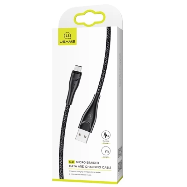Кабель Usams US-SJ396 U41 FC USB-A to Micro-USB 2A 2m Black (SJ396USB01)