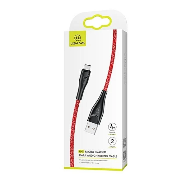 Кабель Usams US-SJ396 U41 FC USB-A to Micro-USB 2A 2m Red (SJ396USB02)