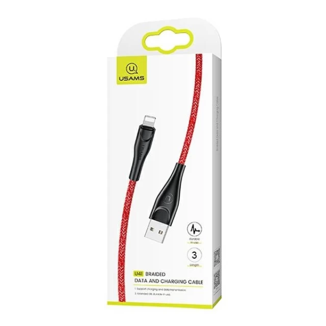 Кабель Usams US-SJ397 U41 FC USB-A to Lightning 2A 3m Red (SJ397USB02)