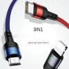 Кабель Usams US-SJ410 U26 FC 3-in-1 USB-A to USB-C | Micro-USB | Lightning 2A 35cm Black (SJ410USB01)