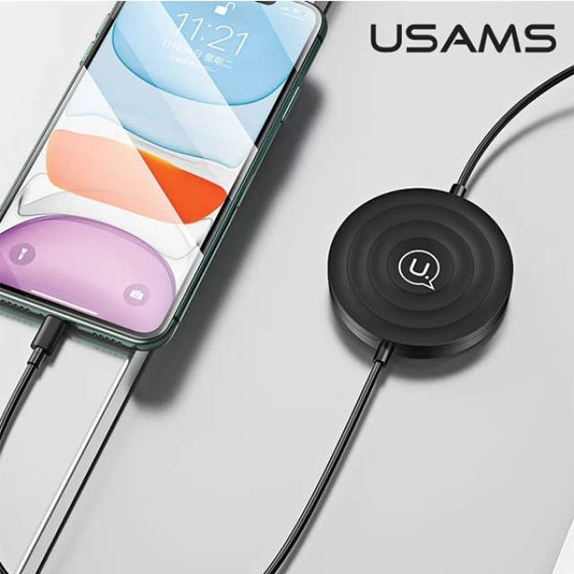 Бездротовий зарядний пристрій Usams US-CC096 USB-A to Lightning 2-in-1 10W Black (CC96WH01)