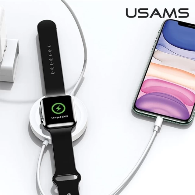 Беспроводное зарядное устройство Usams US-CC096 USB-A to Lightning 2-in-1 10W Black (CC96WH01)