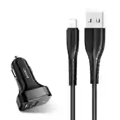 Автомобільний зарядний пристрій Usams C13 2.1A 2xUSB-A Black with USB-A to Lightning Cable (NTU35LC13TZ)