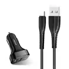 Автомобильное зарядное устройство Usams C13 2.1A 2xUSB-A Black with USB-A to micro USB Cable (NTU35MC13TZ)