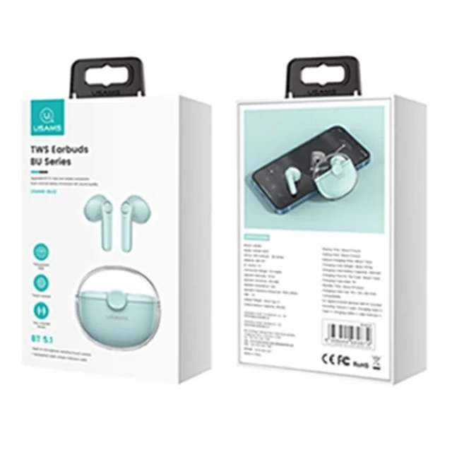 Бездротові навушники Usams BU Series TWS Bluetooth 5.1 Green (BHUBU03)