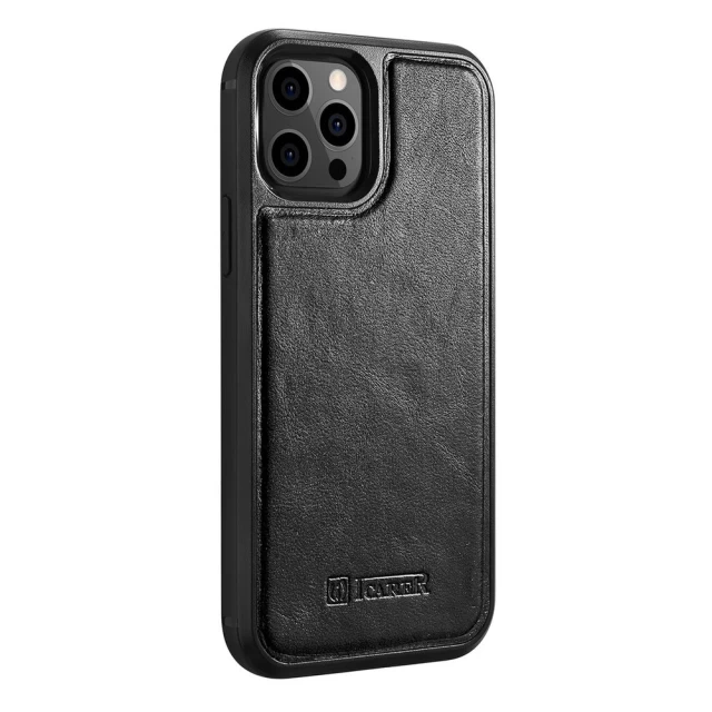 Чехол iCarer для iPhone 12 | 12 Pro Leather Oil Wax Black (ALI1205-BK)