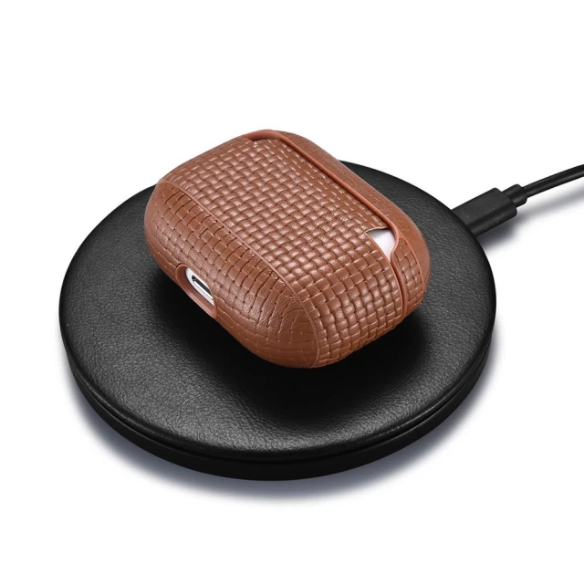 Чехол iCarer для AirPods Pro Leather Woven Brown (WMAP001-BN)