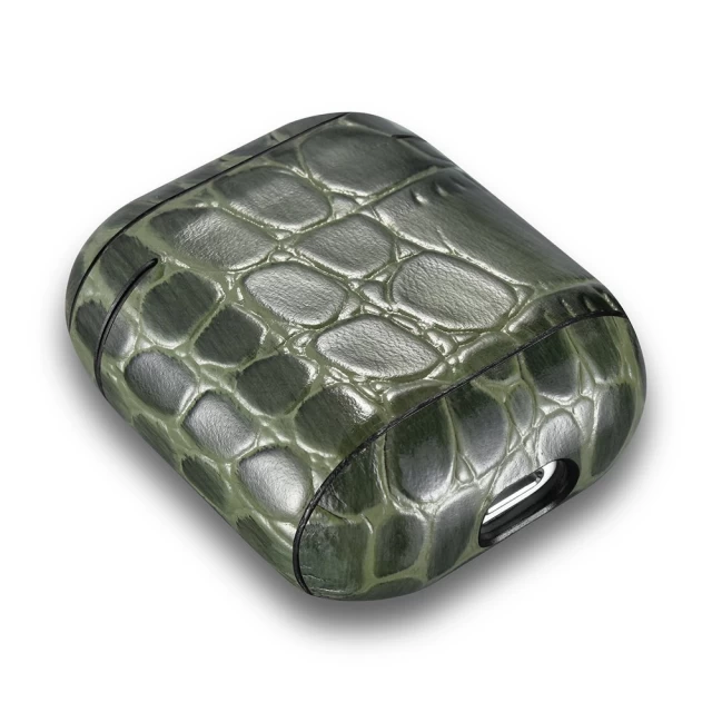 Чехол iCarer для AirPods 2/1 Leather Crocodile Green (WMAP008-GN)
