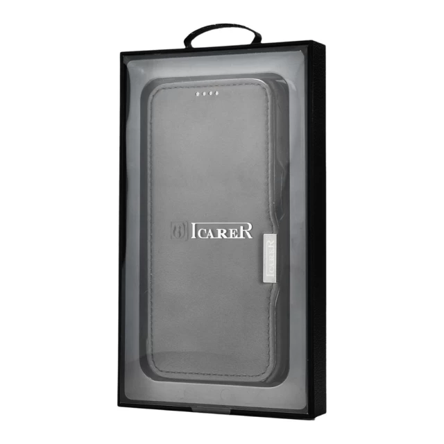 Чехол iCarer для iPhone 12 Pro Max Vintage Folio Black (RIX1202-black)