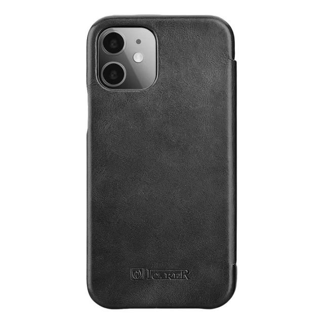 Чохол iCarer для iPhone 12 Pro Max Vintage Folio Black (RIX1202-black)