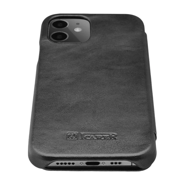 Чохол iCarer для iPhone 12 Pro Max Vintage Folio Black (RIX1202-black)