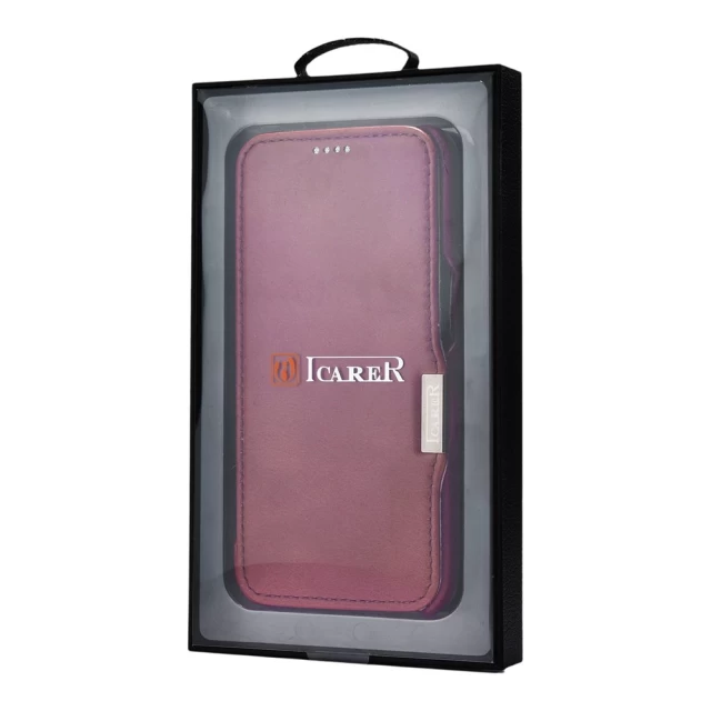 Чехол iCarer для iPhone 12 Pro Max Vintage Folio Red (RIX1202-red)