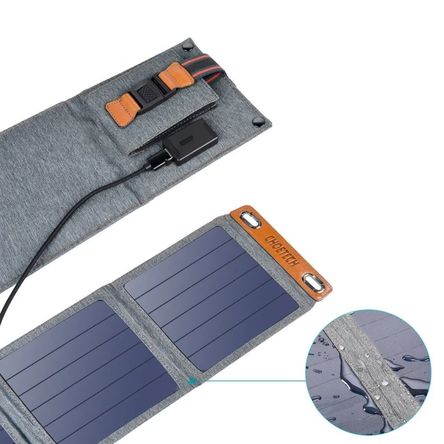 Складное солнечное зарядное устройство Choetech Solar Charger USB-A 14W Grey (SC004)