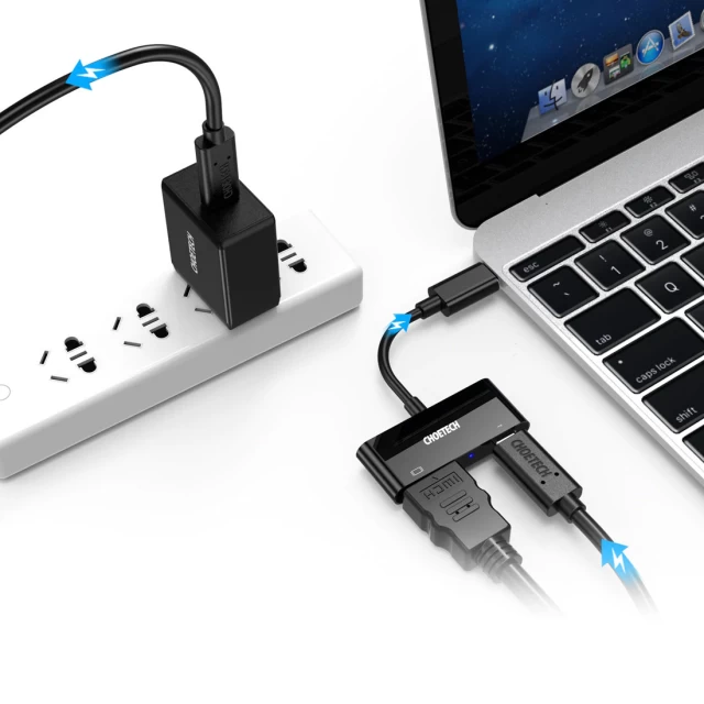 Адаптер Choetech USB-C to HDMI/USB-C Black (HUB-M03)
