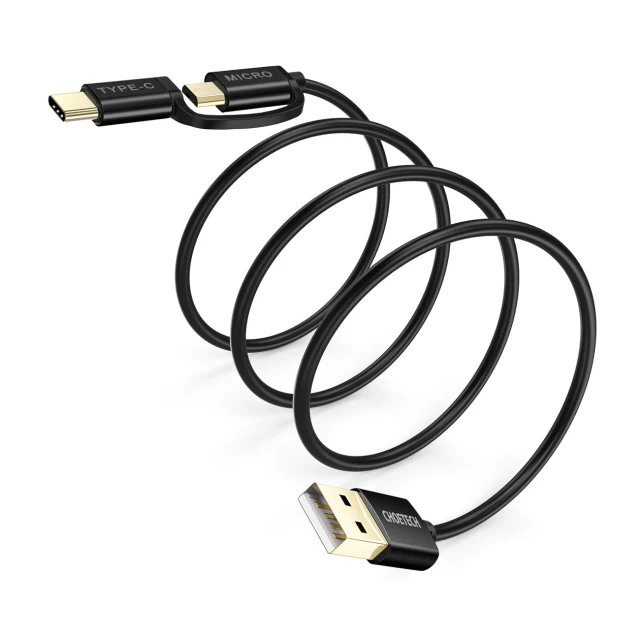 Кабель Choetech 2-in-1 USB-A to USB-C/micro USB 1.2m Black (XAC-0012-102BK)