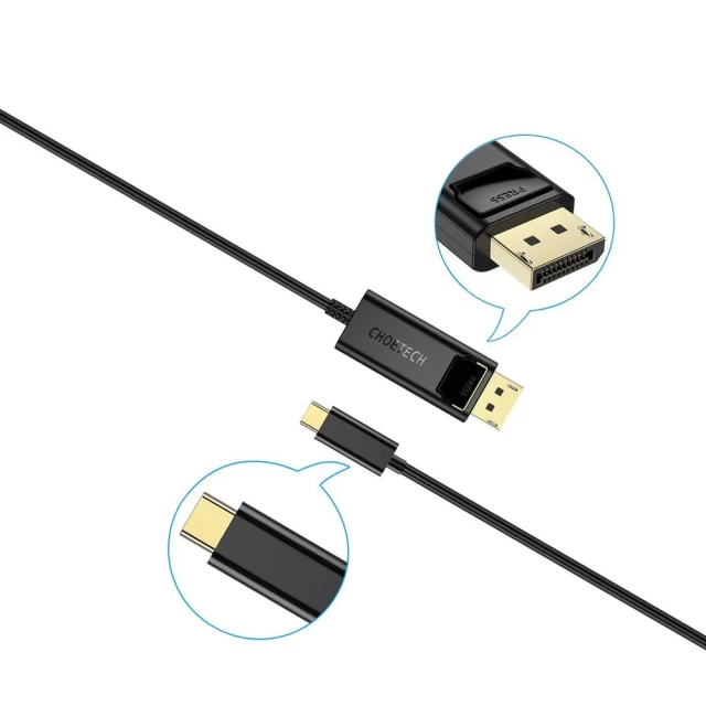 Кабель Choetech Unidirectional USB-C to DisplayPort 1.8m Black (XCP-1801BK)