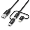 Кабель Choetech MFI 3-in-1 USB-A to USB-C/Lightning/Micro-USB 1.2m Black (IP0030-BK)