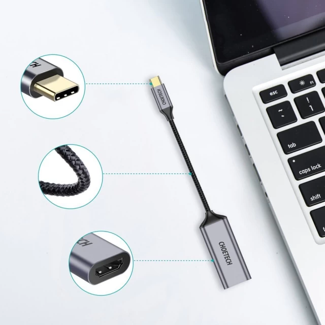 Адаптер Choetech USB-C to HDMI Grey (HUB-H10)