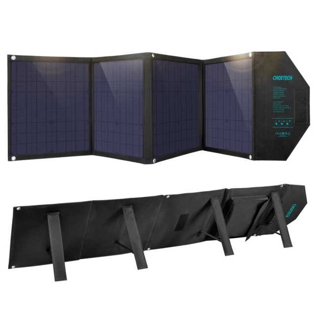 Складний сонячний зарядний пристрій Choetech Solar Charger 2xUSB-A/USB-C/DC 80W Black (SC007)