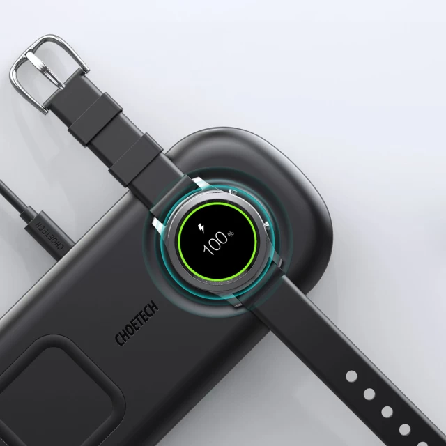 Беспроводное зарядное устройство Choetech 2-in-1 Qi для Samsung Galaxy Watch та Phone 10W with USB-A to microUSB Cable Black (T570-S)